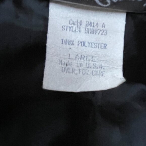 Vintage Saint Germain Black Zip-Front Bomber Jacket Large Embroidered Rhinestone - Picture 6 of 10